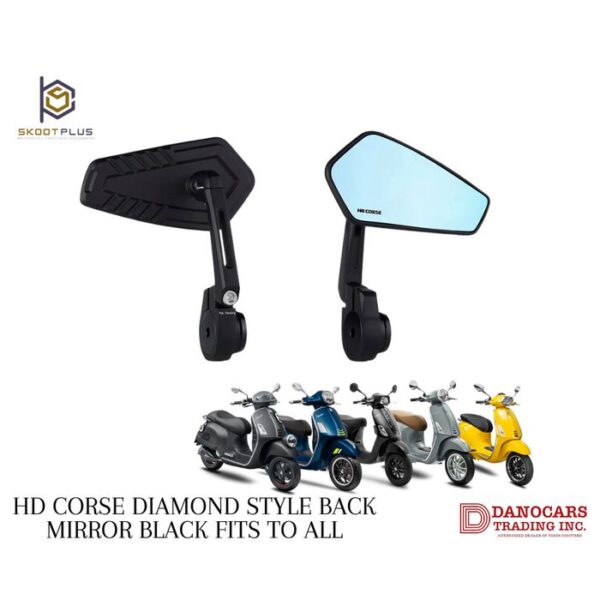 HD Corse Diamond Style Back Mirror Black fits to all