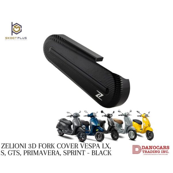Zelioni 3D Fork Cover Vespa LX S GTS Primavera Sprint Black